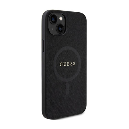 Guess Saffiano MagSafe - Etui iPhone 15 (czarny)