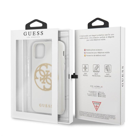Guess Circle Glitter 4G - Etui iPhone 11 Pro (biały)
