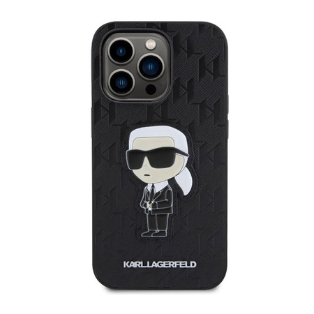 Karl Lagerfeld Saffiano Monogram NFT Ikonik - Etui iPhone 14 Pro Max (Czarny)