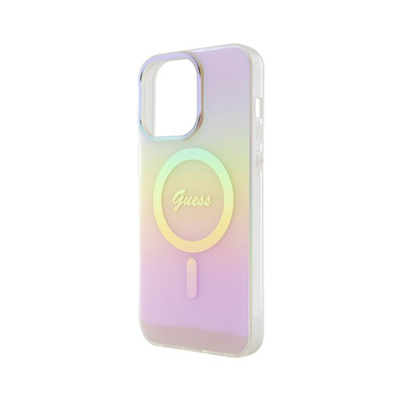 Guess IML Iridescent MagSafe - Etui iPhone 15 Pro (różowy)