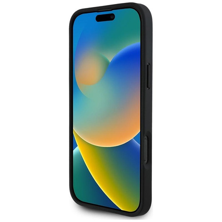 Guess Grained Printed Flower Pattern MagSafe - Etui do iPhone 16 Pro Max (czarny)