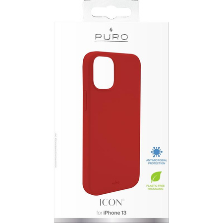 PURO ICON Cover - Etui iPhone 13 z ochroną antybakteryjną (czerwony)