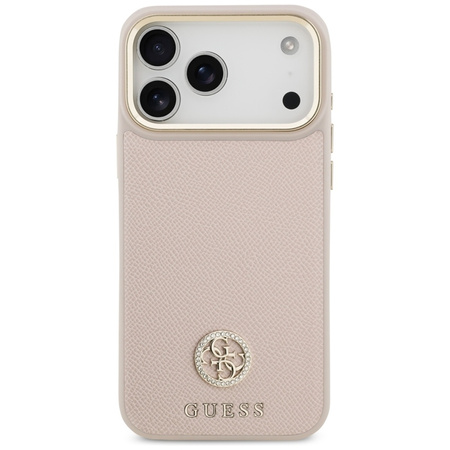 Guess Grained Strass Logo MagSafe - Etui iPhone 17 Pro Max (różowy)