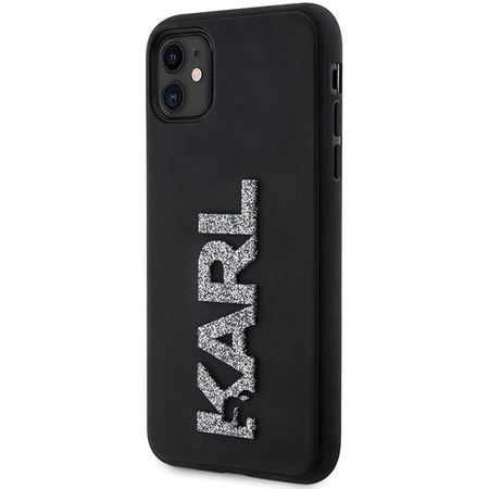 Karl Lagerfeld 3D Rubber Glitter Logo - Etui iPhone 11 (Czarny)