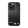 BMW Leather Carbon Blue Line – Etui iPhone 14 Pro (Czarny)