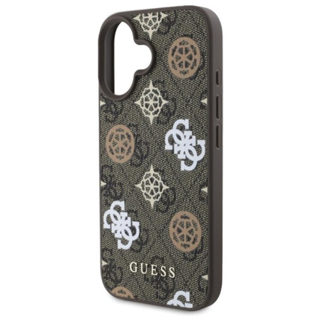 Guess Peony On 4G Background MagSafe - Etui iPhone 16 (brązowy)