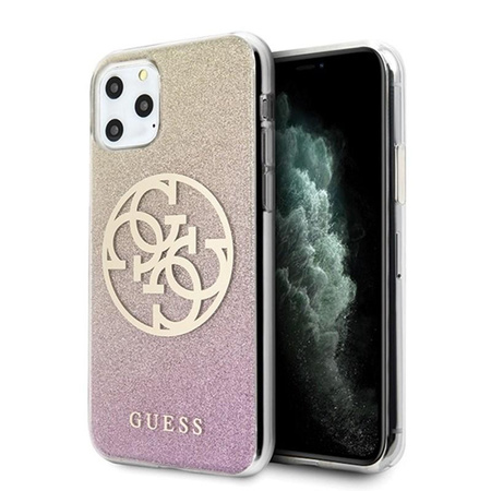 Guess Gradient Circle Glitter 4G - Etui iPhone 11 Pro Max (Gold/Pink)
