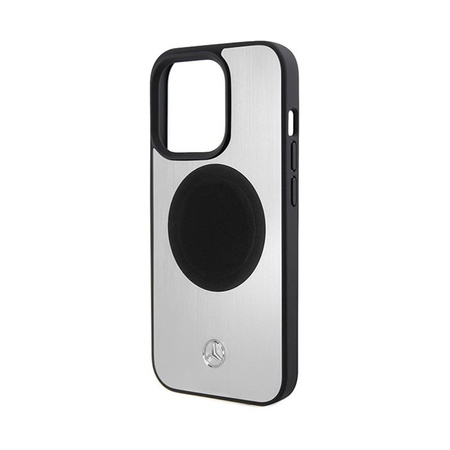 Mercedes Leather & Alu MagSafe - Etui iPhone 15 Pro (srebrny)