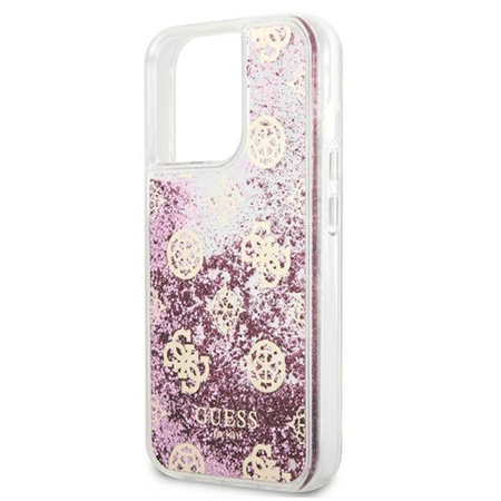 Guess Peony Liquid Glitter - Etui iPhone 13 Pro (różowy)