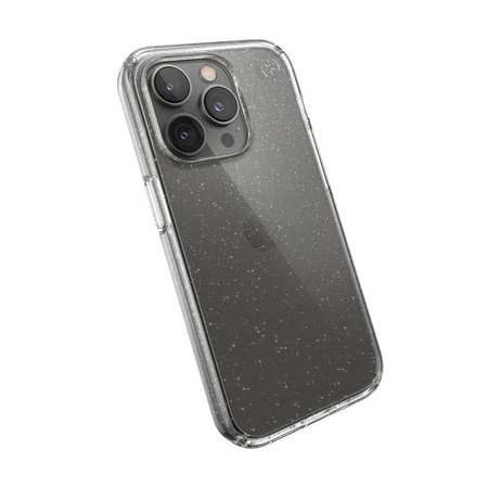 Speck Presidio Perfect-Clear with Glitter - Etui iPhone 14 Pro z powłoką MICROBAN (Clear / Gold Glitter)