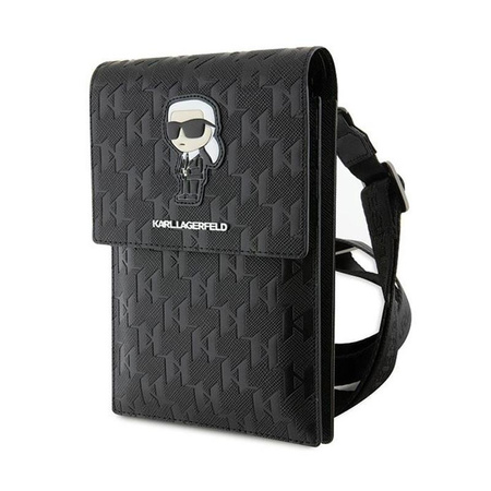 Karl Lagerfeld Saffiano Monogram Ikonik - Torebka na telefon (czarny)