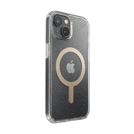 Speck Presidio Perfect-Clear with Glitter + MagSafe - Etui iPhone 14 / iPhone 13 z powłoką MICROBAN (Clear / Gold Glitter)