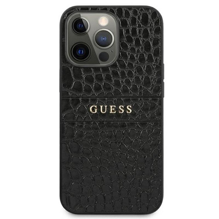 Guess Croco Stamp Lines - Etui iPhone 13 Pro (czarny)