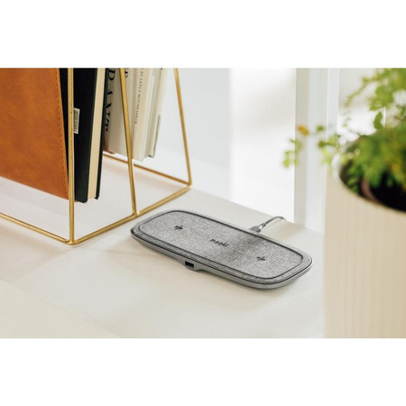 Moshi Sette Q - Podwójna bezprzewodowa ładowarka indukcyjna Qi do iPhone i Android (Nordic Grey)