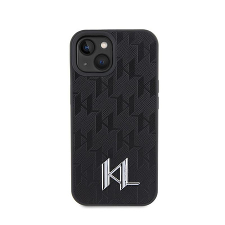 Karl Lagerfeld Leather Monogram Hot Stamp Metal Logo - Etui iPhone 15 (czarny)