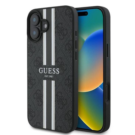 Guess 4G Printed Stripes MagSafe - Etui iPhone 16 Plus (czarny)