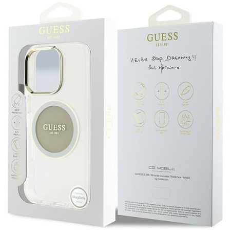 Guess IML Metal Colored Circle Classic Logo MagSafe - Etui do iPhone 16 Pro (szary)