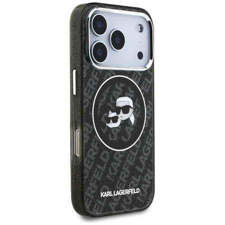 Karl Lagerfeld IML Glitter Karl & Choupette Heads Logo MagSafe - Etui iPhone 17 Pro (czarny)