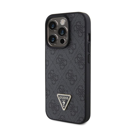 Guess Leather 4G Triangle Strass - Etui iPhone 15 Pro Max (czarny)