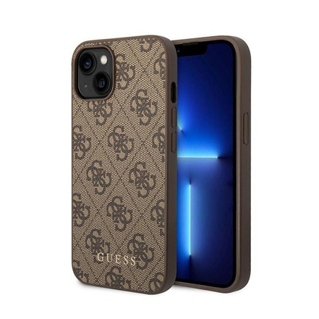 Guess 4G Metal Gold Logo - Etui iPhone 15 Plus (brązowy)