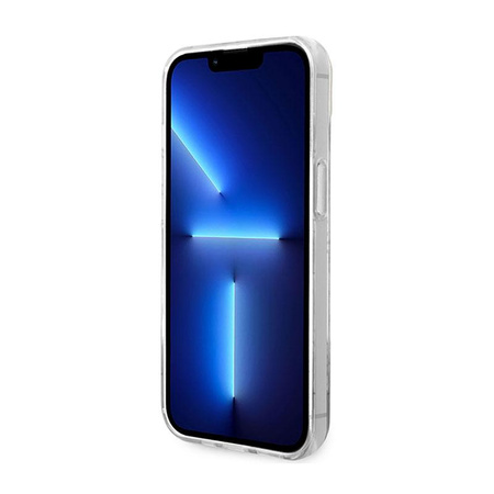 Guess 4G Stripe Script Logo Electroplated Pattern – Etui iPhone 14 (różowy)