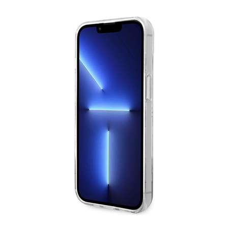 Guess 4G Stripe Script Logo Electroplated Pattern – Etui iPhone 14 Plus (różowy)