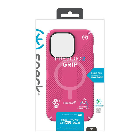 Speck Presidio2 Grip MagSafe - Antypoślizgowe etui iPhone 14 Pro (Digitalpink / Blossompink / White)