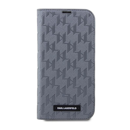 Karl Lagerfeld Booktype Saffiano Monogram - Etui iPhone 14 Pro Max (Srebrny)