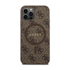 Guess 4G Collection Leather Metal Logo MagSafe - Etui iPhone 12 / iPhone 12 Pro (brązowy)