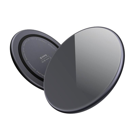 Crong PowerSpot Fast Wireless Charger – Aluminiowa ładowarka bezprzewodowa Qi 15W USB-C z powłoką ze szkła hartowanego (Shadow Black)