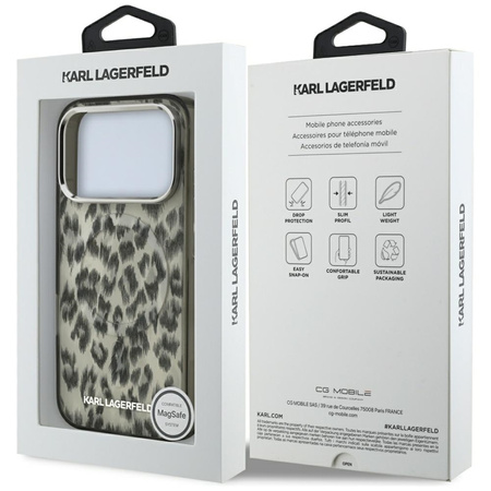 Karl Lagerfeld IML Leopard Pattern MagSafe - Etui iPhone 17 Pro (brązowy)