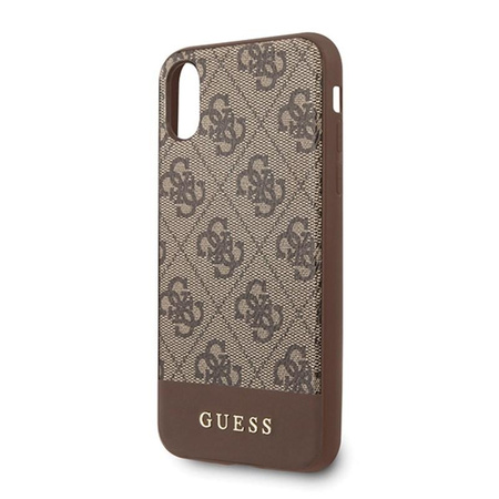 Guess 4G Bottom Stripe Collection - Etui iPhone Xs / X (brązowy)