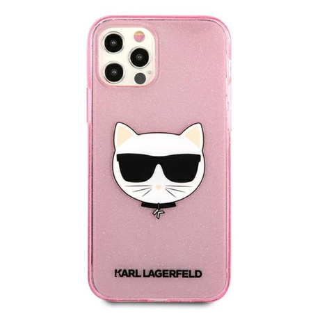 Karl Lagerfeld Choupette Head Glitter - Etui iPhone 12 / iPhone 12 Pro (różowy)