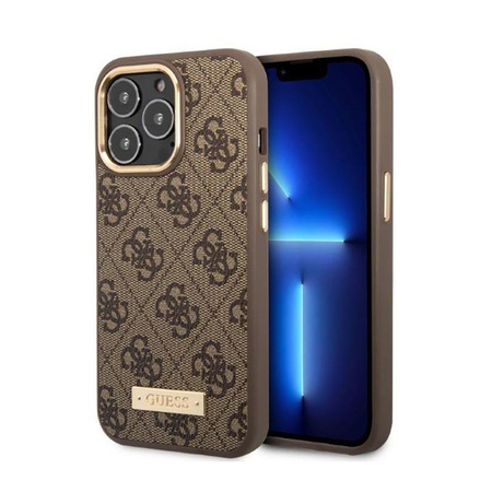Guess 4G Logo Plate MagSafe - Etui iPhone 13 Pro Max (brązowy)