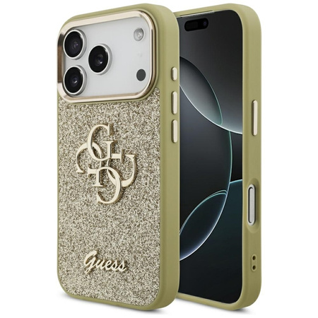 Guess Fixed Glitter Big 4G Metal Frame - Etui iPhone 17 Pro (złoty)