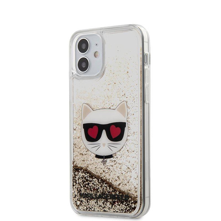 Karl Lagerfeld Liquid Glitter Choupette - Etui iPhone 12 Mini (złoty)