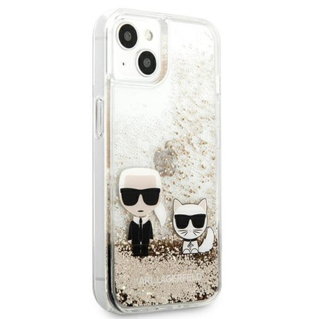 Karl Lagerfeld Liquid Glitter Karl & Choupette - Etui iPhone 13 Mini (złoty)