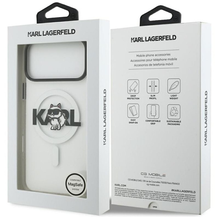 Karl Lagerfeld IML Choupette Sketch Logo MagSafe - Etui iPhone 17 Pro Max (przezroczysty)