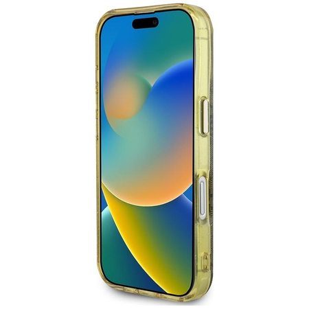 Guess IML Metal Glitter 4G Circle Triangle MagSafe - Etui do iPhone 16 (brązowy)