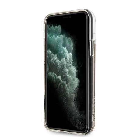 Guess Liquid Glitter Hearts - Etui iPhone 11 Pro Max (złoty/czerwony)