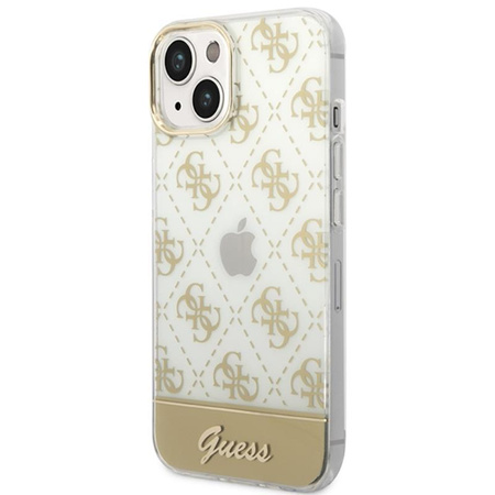 Guess 4G Stripe Script Logo Electroplated Pattern – Etui iPhone 14 Plus (złoty)