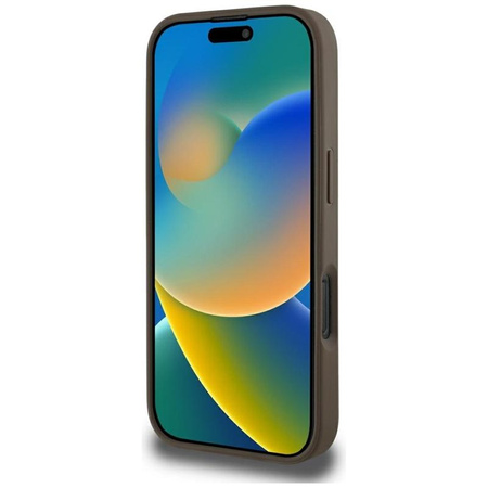 Guess Grained Hot Stamp Peony Triangle Logo MagSafe - Etui do iPhone 16 Pro Max (brązowy)