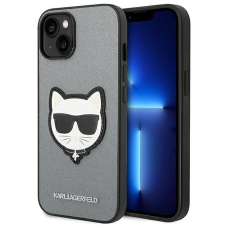 Karl Lagerfeld Saffiano Choupette Head Patch Case – Etui iPhone 14 (srebrny)