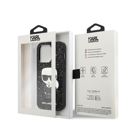 Karl Lagerfeld Glitter Flakes Ikonik - Etui iPhone 14 Pro (czarny)