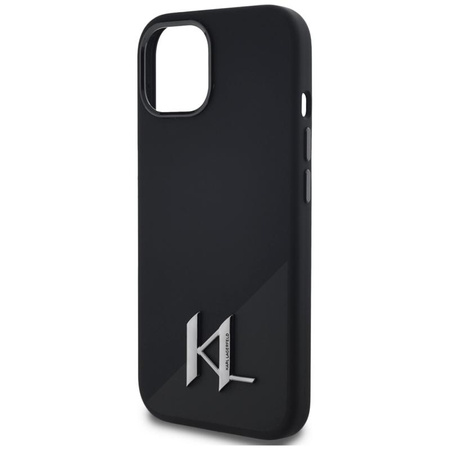 Karl Lagerfeld Silicone Shadow Metal Initial MagSafe - Etui do iPhone 15 (czarny)