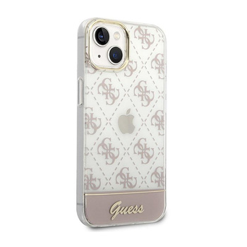 Guess 4G Stripe Script Logo Electroplated Pattern – Etui iPhone 14 Plus (różowy)