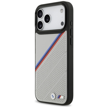 BMW M Tricolor Metal Logo MagSafe - Etui iPhone 17 Pro Max (szary)