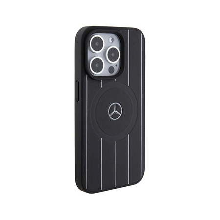 Mercedes Stripes Pattern Leather MagSafe - Etui iPhone 15 Pro Max (czarny)