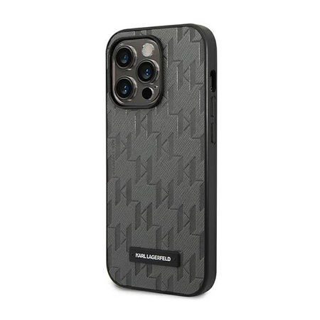 Karl Lagerfeld Saffiano Mono Metal Logo - Etui iPhone 14 Pro (szary)