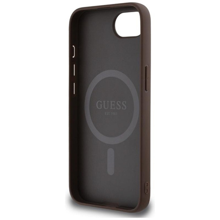 Guess 4G Ring Triangle Logo MagSafe - Etui do iPhone 16e (brązowy)